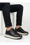 Men's Black Genuine Leather Orthopedic Sole Lightweight Casual Shoes