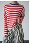 Contrast Collar Striped Oversize Sweater - 3