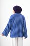 Women's Crew Neck Thick Striped Long Sleeve T-Shirt Navy Blue - 5