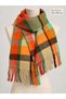 Women's Winter Soft Textured Colorful Plaid Patterned Tassel Scarf-Shawl - 2