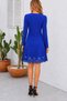 Women's long sleeve crew neck cropped crepe dress with laser cut hem detail - imported - 3