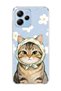 Redmi 12 Compatible Scarf Cat Daisy Printed Transparent Phone Case