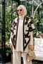 Women's Patterned Triangle Shawl 1312 Brown