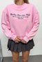 Women's Crew Neck Letter Printed 3-Strand Sweatshirt Pink - 7182 - 2