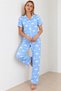 Women's Patterned Blue Short Sleeve Pajama Set 4832 - 5