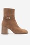 Varliye Women's Genuine Leather Boots Brown Suede Thick Block Heeled Boots - 2