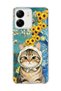Redmi 13C Compatible Starry Night Tabby Cat Printed Transparent Phone Case