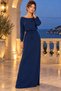 Women's Long Sleeve Madonna Collar Waist Tie Slit Detailed Viscose Two Thread Long Dress Daily Casual Stylish Dress - 3
