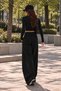 Women's 3 Thread Yarn Ruffled Waist Folded Hem with Stopper Loose Leg Sweatpants Cty-Çtn-9789 - 6