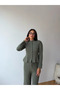 Coated Buttoned Peplum Knitwear Set - 2