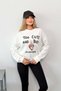 Women's Crew Neck Too Cute Printed 3-Strand Sweatshirt Ecru - 7186 - 4