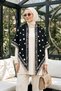 Women's Polka Dot Patterned Cashmere Textured Triangle Shawl 1310 Black