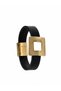 Geometric Square Plate Matte Gold Leather Magnetic Bracelet