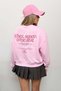 Women's Crew Neck Nyc Printed 3-Strand Sweatshirt Pink - 7184 - 5