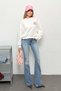 Women's Crew Neck Nyc Printed 3-Strand Sweatshirt Ecru - 7184 - 3