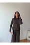 Coated Buttoned Peplum Knitwear Set - 2