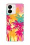 Redmi 13C Compatible Pink Yellow Palm Tree Printed Transparent Phone Case