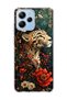 Redmi 12 Compatible Leopard Red Flower Printed Transparent Phone Case