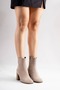 Vanisse Women's Genuine Leather Boots Mink Suede Thick Block Heeled Boots - 6