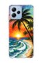 Poco M6 Pro 5g Compatible Palm Coast Oil Painting Printed Transparent Phone Case