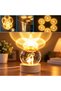 3D Led Lighted Mini Glass Globe with Lover Figure and Wooden Stand - Night Light - 2