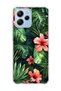 Redmi 12 Compatible Red Flower Tropical Leaf Printed Transparent Phone Case