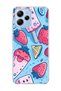 Poco M6 Pro 5g Compatible Strawberry Ice Cream Blue Printed Transparent Phone Case