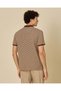 Men Brown And Beige Jacquard Polo Shirt - 3
