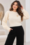 Women's Knitwear Crop Set Knitted Sweater and Wide-Leg Pants 2-Piece Stylish Combination - 2