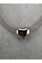 Silver Color Three Rows of Snake Chains with Curved Heart Figure and Magnet Modern Stylish Women's Necklace - 2