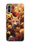Redmi 9A Compatible Transparent Phone Case with Fox and Flowers Printed Design