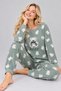 Women's Patterned Crew Neck Long Sleeve Printed Relaxed Cut Pajama Set