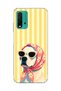 Redmi 9t Compatible Transparent Phone Case with Scarf and Glasses Dog Print