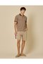 Men Brown And Beige Jacquard Polo Shirt - 5
