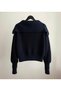 Women's Navy Blue Zippered Turn-Down Collar Thessaloniki Knitwear Cardigan - 2