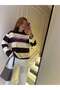 Women's Nyc Printed Striped Sweatshirt - Yellow Brown - 8