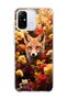 Redmi 12C Compatible Transparent Phone Case with Fox and Flowers Printed Design