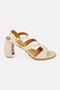 Women Luna Curled Adjustable Buckle Closure Sandals, Beige - 4