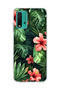 Redmi 9t Compatible Red Flower Tropical Leaf Printed Transparent Phone Case