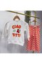 Cherry Printed Ciao Tutti Sweatshirt and Plaid Patterned Orange Tracksuit Girls' 3-Thread Bottom Top Set - 2