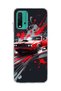 Redmi 9t Compatible Red Car Paint Splash Printed Transparent Phone Case