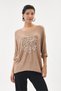 Women's Camel Italian Snowflake Patterned Sequined Lycra Knitwear Sweater 40 - 46 Size