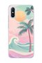 Redmi 9A Compatible Pastel Palm Tree Wave Printed Transparent Phone Case
