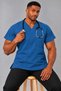 (E-Flex) Petrol Blue Lycra Men's Single Top Non-Ironing Nurse and Doctor Uniform Scrubs Hospital Uniform - 2