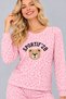 Women's Patterned Crew Neck Long Sleeve Printed Relaxed Cut Pajama Set - 5