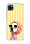Redmi 9C Compatible Transparent Phone Case with Scarf and Glasses Printed Dog Design