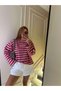 Women's Doing Ny Embroidered Striped Sweatshirt - Pink - 4