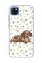 Redmi 9C Compatible Sausage Dog Blue Flower Printed Transparent Phone Case