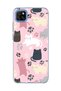 Redmi 9C Compatible Cat and Paw Pink Printed Transparent Phone Case
