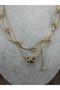 Asymmetrical Stylish Women's Necklace with Bow Figure and Double Chain Bead Detail - 2